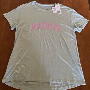 NWT Mary Square Brunch T-Shirt Vanessa Blue & Pink Sz L